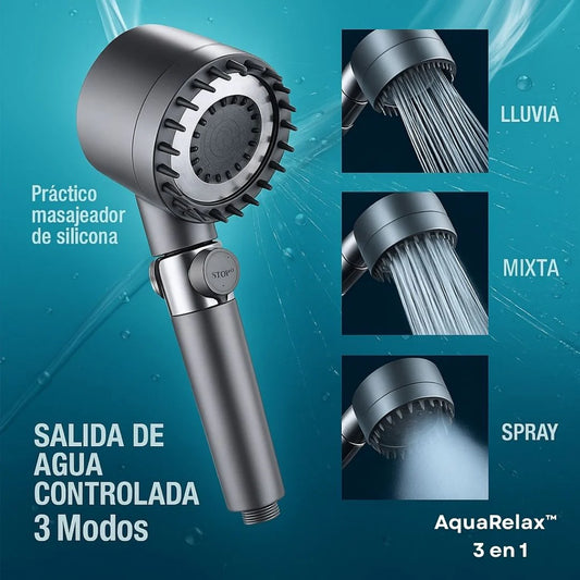 AquaRelax™ 3 en 1 – Cabezal de Ducha con Filtro y Masajeador